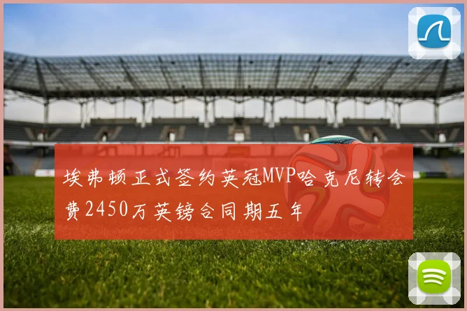 埃弗顿正式签约英冠MVP哈克尼转会费2450万英镑合同期五年